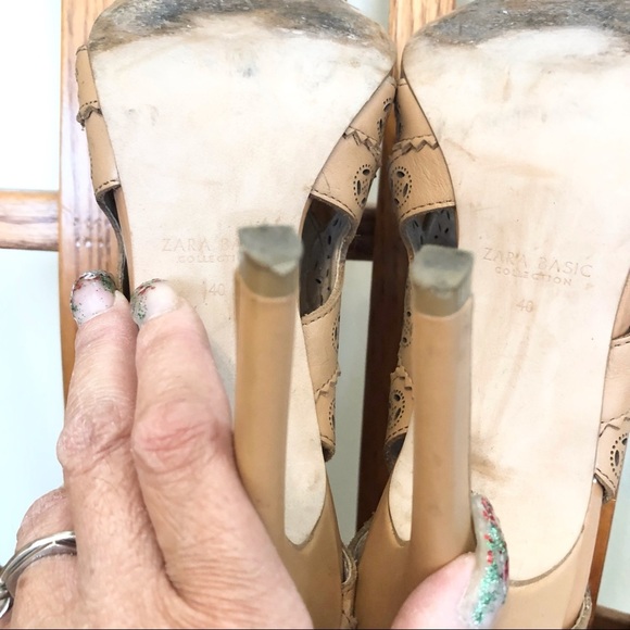 ๐ 6/$60, Zara 100% Leather, Gladiator Style, Cutout Boots, Tan, Size 40/9.5 - Picture 5 of 9